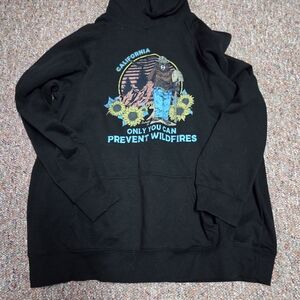 Black Graphic Hoodie - Prevent Wildfires Design